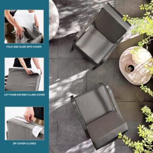 ARTPLAN Outdoor Deep Seat Cushions Set for Patio Furniture,24x24x6,Back18x24x6 Inches,Extra Thick Patio Replacement Cushions,Square,Grey