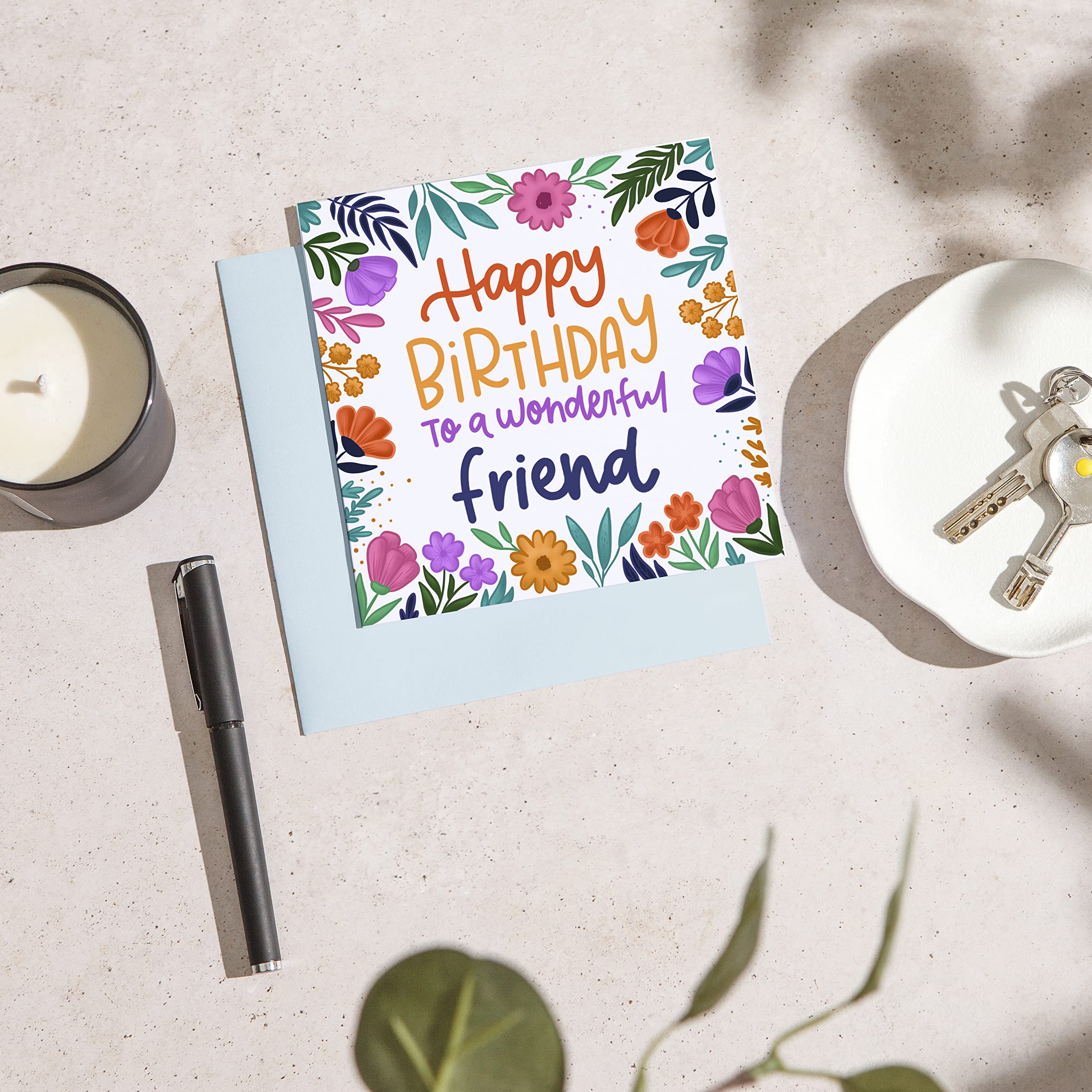 Huxters Birthday Card – Best Friend Birthday Cards with Floral Print –Birthday Cards for Her – Gifts for Women – Luxurious Print with Vivid Colours – Recyclable Envelope – 148 x 148mm (Friend)