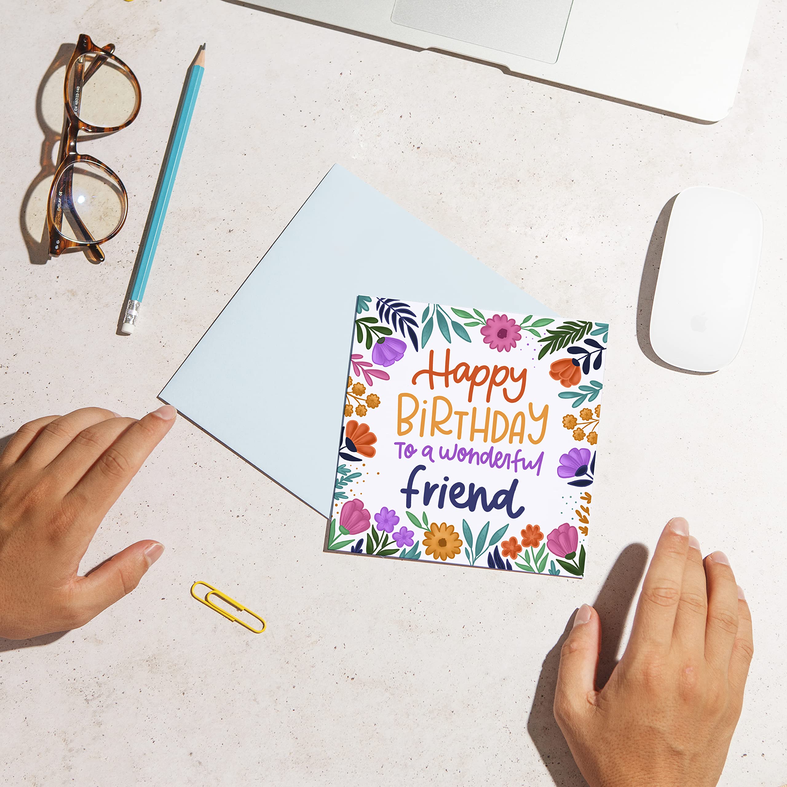 Huxters Birthday Card – Best Friend Birthday Cards with Floral Print –Birthday Cards for Her – Gifts for Women – Luxurious Print with Vivid Colours – Recyclable Envelope – 148 x 148mm (Friend)