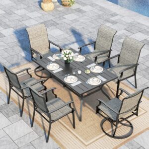 sophia & william patio dining set 7 pieces patio table and chairs for 6 padded quick dry textilene high back outdoor dining set support 350lbs for outdoor lawn garden backyard