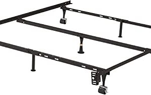 Kings Brand Furniture 7-Leg Heavy Duty Metal Queen Size Bed Frame with Center Support Legs, Black