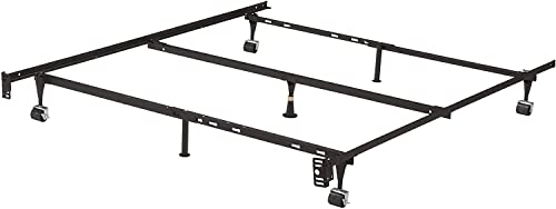 Kings Brand Furniture 7-Leg Heavy Duty Metal Queen Size Bed Frame with Center Support Legs, Black