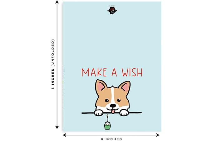 Red Door Inspirations Dog Happy Birthday Card, 4x6 includes card and envelope (Corgi Birthday Card Single)