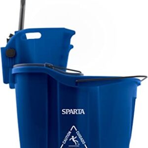 Carlisle FoodService Products Omnifit Mop Bucket with Side Press Wringer and Soiled Water Insert for Floor Cleaning, Kitchens, Restaurants, And Janitorial Use, Polypropylene (Pp), 35 Quarts, Blue