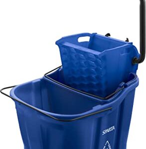 Carlisle FoodService Products Omnifit Mop Bucket with Side Press Wringer and Soiled Water Insert for Floor Cleaning, Kitchens, Restaurants, And Janitorial Use, Polypropylene (Pp), 35 Quarts, Blue