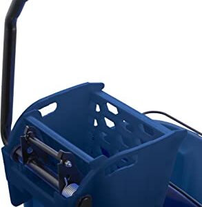 Carlisle FoodService Products Omnifit Mop Bucket with Side Press Wringer and Soiled Water Insert for Floor Cleaning, Kitchens, Restaurants, And Janitorial Use, Polypropylene (Pp), 35 Quarts, Blue