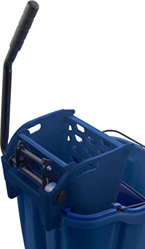 Carlisle FoodService Products Omnifit Mop Bucket with Side Press Wringer and Soiled Water Insert for Floor Cleaning, Kitchens, Restaurants, And Janitorial Use, Polypropylene (Pp), 35 Quarts, Blue