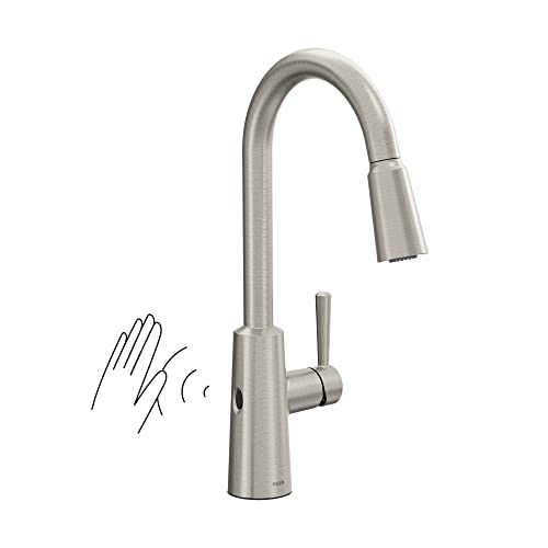 Moen Riley Spot Resist Stainless Hands-Free Touchless Sensor Single Handle Pull Down Kitchen Faucet, 7402EWSRS