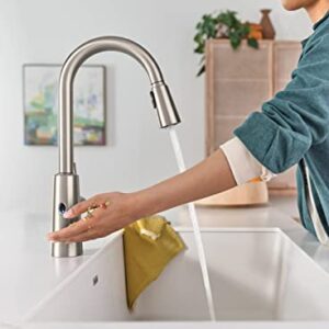 Moen Riley Spot Resist Stainless Hands-Free Touchless Sensor Single Handle Pull Down Kitchen Faucet, 7402EWSRS