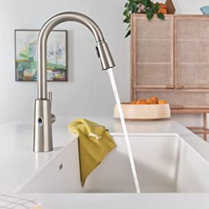 Moen Riley Spot Resist Stainless Hands-Free Touchless Sensor Single Handle Pull Down Kitchen Faucet, 7402EWSRS