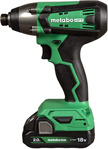 Metabo HPT 18V MultiVolt Impact Driver Kit | 1/4-Inch Chuck | Cordless | 1-2.0Ah Li-Ion Battery w/Fuel Gauge | 1,328 in-lbs of Torque | 3,200 IPM | Lifetime Tool Warranty | WH18DFX