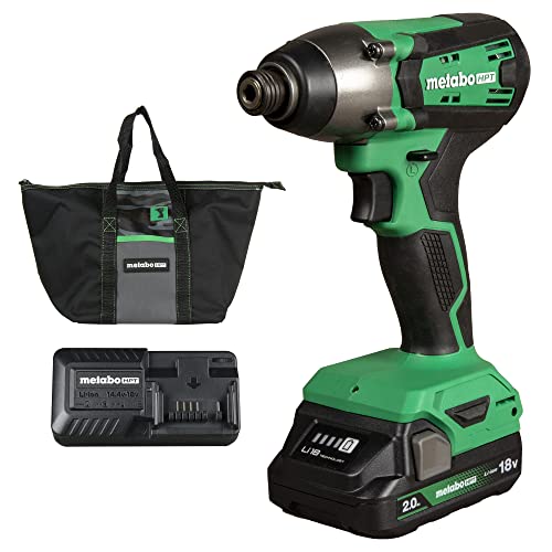 Metabo HPT 18V MultiVolt Impact Driver Kit | 1/4-Inch Chuck | Cordless | 1-2.0Ah Li-Ion Battery w/Fuel Gauge | 1,328 in-lbs of Torque | 3,200 IPM | Lifetime Tool Warranty | WH18DFX