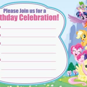 Set of 20 Pony Little -Themed Happy Birthday Invitation Cards & Envelopes - Lightweight (240g), Postcard Style Invites for the Perfect Party Pack