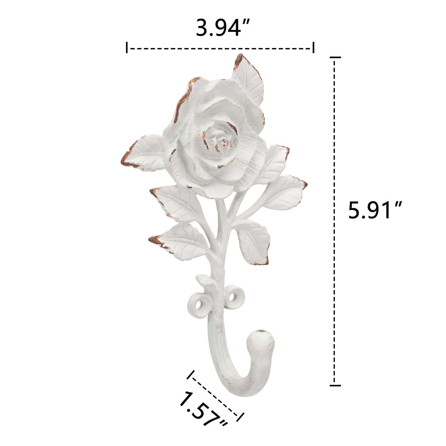 SOFFEE DESIGN 2pcs White Single Hooks 3D Flower Retro Ornate Style for Room Wall Mounted Decoration, Coat Hat Scarf Hanging Entry Heavy Duty Hooks, Home Decor