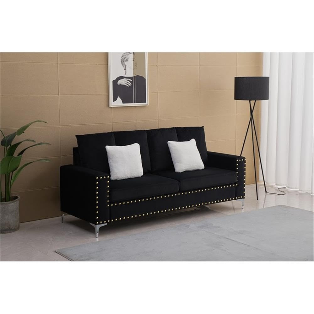 Kingway Furniture Armeni Velvet Living Room Sofa in Black