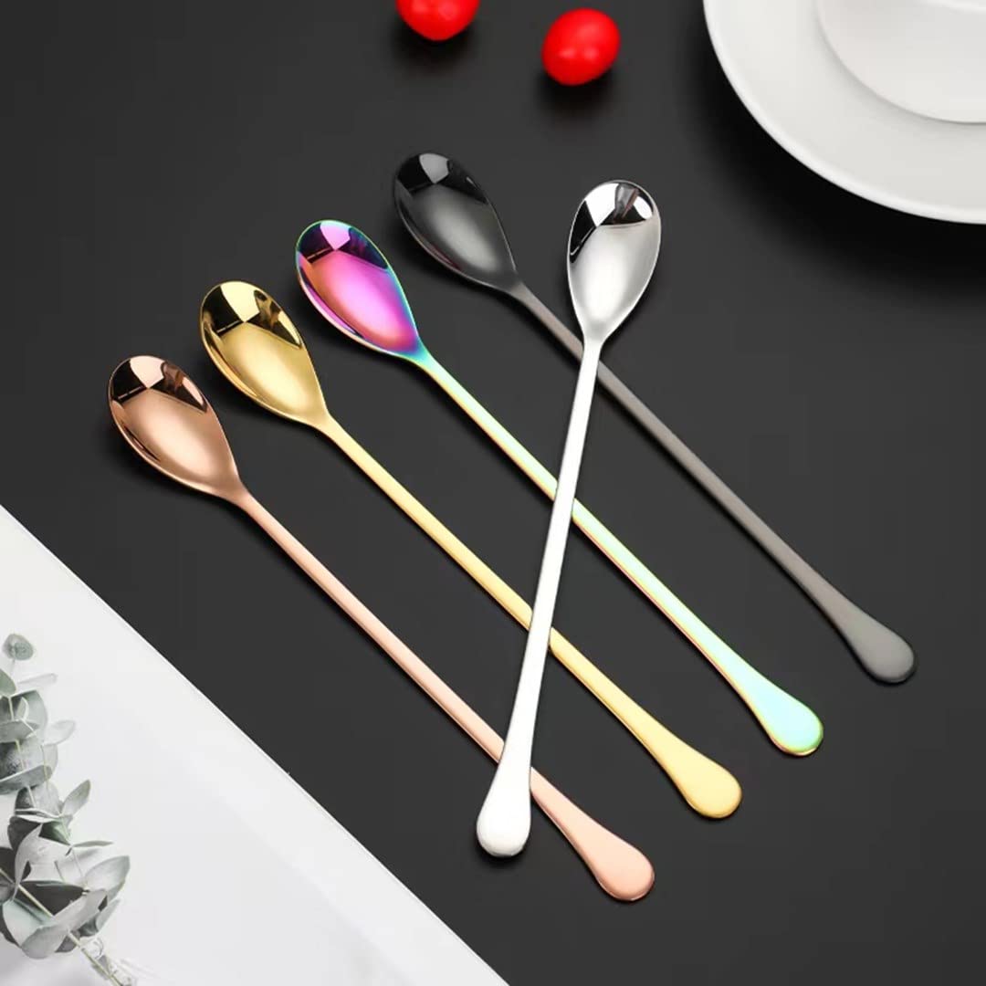 Long Handle Spoons,8-inch Ice Tea Spoon, Coffee Stirrers,Ice Cream Spoon, AXIAOLU Premium 18/10 Stainless Steel Cocktail Stirring Spoons, Set of 4 golden…