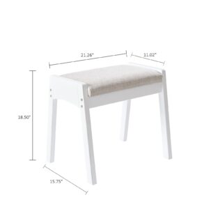 BEWISHOME Vanity Stool, Bedroom Vanity Chair with Large Surface Upholstered Seat, Vanity Bench, Desk Stool Makeup Chair,18” Height Makeup Bench Stool Chair, Stool for Vanity Makeup Stool White FSD05W