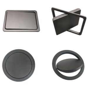 round rectangle flush flip-top swing cover lid trash waste chute kitchen bath benchtop countertop grommet matte black (s227)