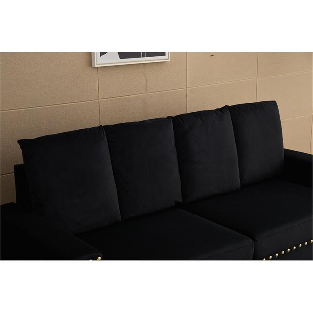 Kingway Furniture Armeni Velvet Living Room Sofa in Black