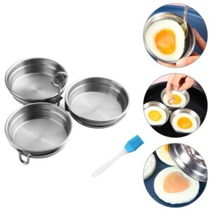 Angoily Poached Egg Holder 2pcs Egg Poacher Tray Stainless Steel Nonstick Egg Poacher Replacement Cup Egg Pan with Oil Brush for Home Kitchen Random Color Metal Egg Poacher Cups