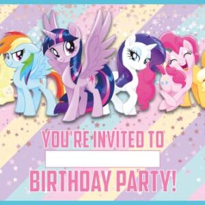 Set of 20 Pony Little -Themed Happy Birthday Invitation Cards & Envelopes - Lightweight (240g), Postcard Style Invites for the Perfect Party Pack