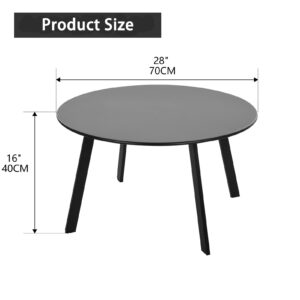 juserox Patio Coffee Table - Metal Steel Outdoor Round Table Weather Resistant Anti-Rust Outdoor Table (Black)