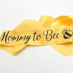 LINGAIXINYUE Baby Shower Decorations -'Mommy to Bee' Gold Sash and 'Daddy to Bee' Tinplate Badge Combo Kit Baby Shower Party Favors Decorations Gift for Pregnant Party Deco