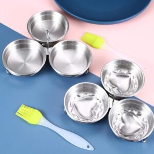 Angoily Poached Egg Holder 2pcs Egg Poacher Tray Stainless Steel Nonstick Egg Poacher Replacement Cup Egg Pan with Oil Brush for Home Kitchen Random Color Metal Egg Poacher Cups