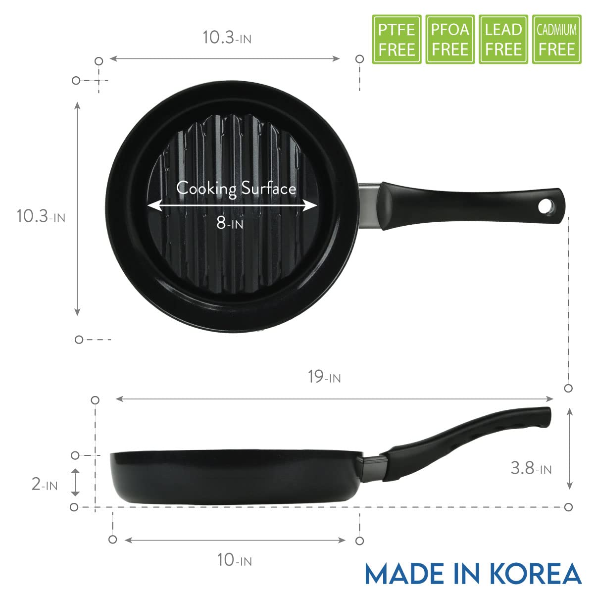 TECHEF Flaming Pan - Outdoor Grilling in Your Kitchen - Direct Flame Cooking Grill Pan with Lid, Made in Korea (10 in Single Handle)