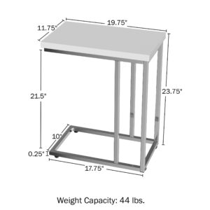 Lavish Home Sofa Side Table Set of 2 – Modern C Shaped End Tables – Laptop Trays or Compact Bedside Nightstands – Space Saving Furniture (White)