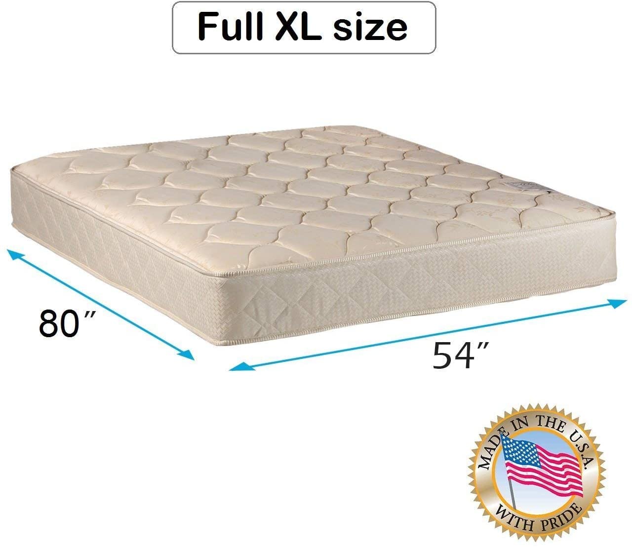 DS Solutions USA Comfort Classic Gentle Firm Full XL Mattress Only with Mattress Cover Protector - Fully Assembled, Orthopedic, Good for Your Back, Long Lasting and 2 Sided