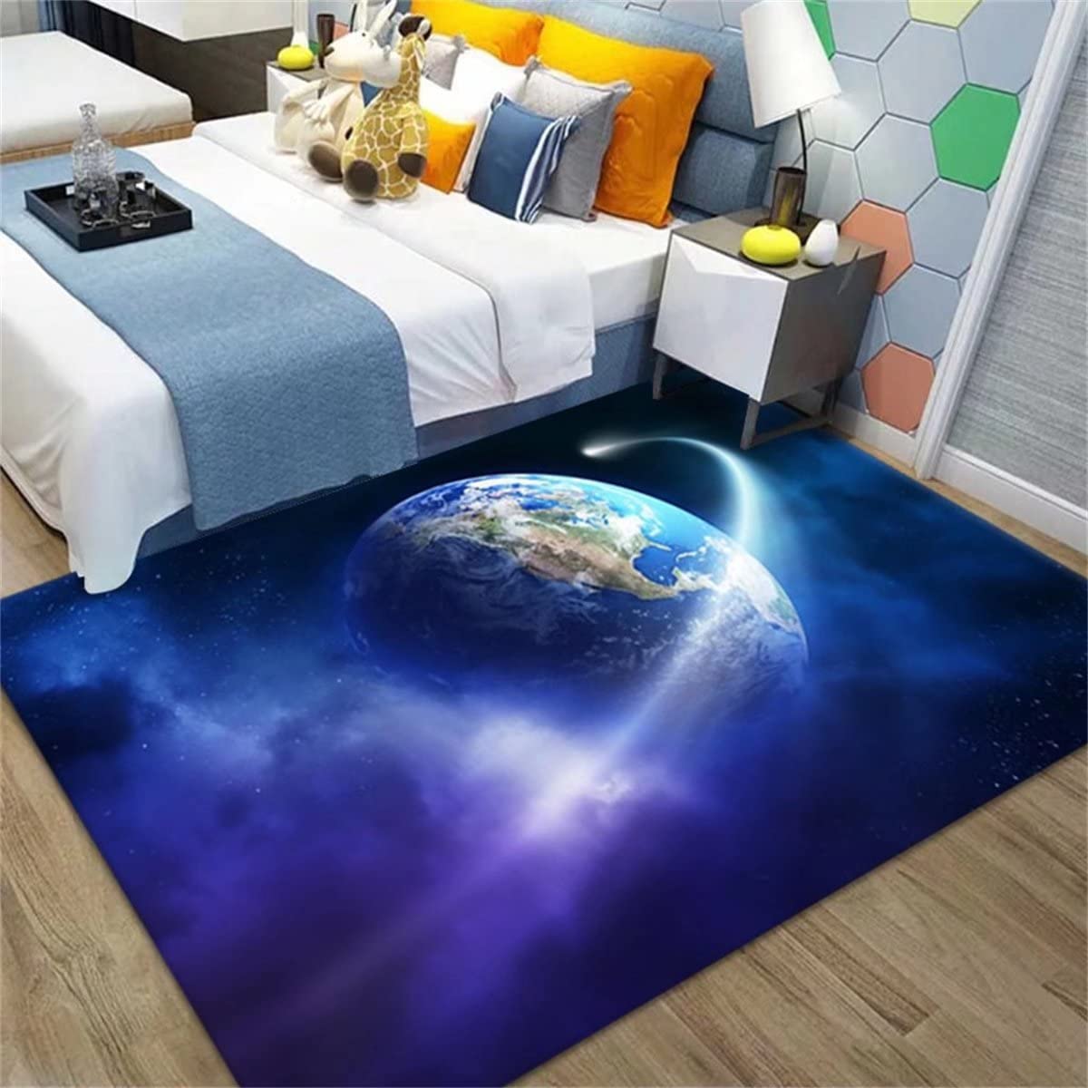 4' x 6' Planet Area Rug for Living Room Bedroom Throw Rugs Soft Kitchen Boys Room Floor Mats Non-slip Carpets Soundproofing