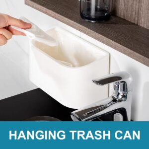 Angoily Hanging Dustbin Kitchen Hanging Trash Can Wall Mount Waste Bins Hanging Cabinet Trash Can Home Wall Office Car Hanging Waste Container (White) Kitchen Trash Basket