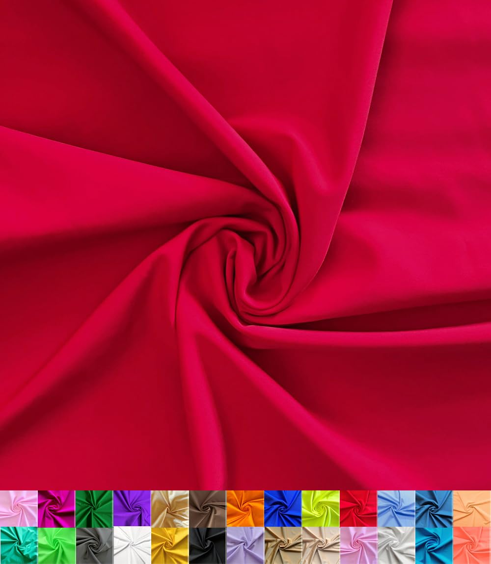 Nylon Spandex Fabric | 80% Nylon, 20% Spandex | Swimwear, Activewear Fabric | 4-Way Stretch | Sports, Dance, Yoga (Red, 1 Yard)