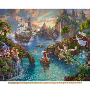 david textiles peter pan in neverland disney by thomas kinkade licensed by david textiles digital print cotton fabric panel