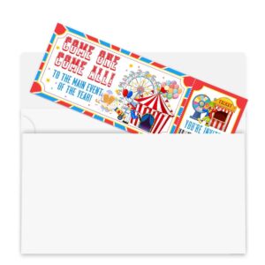 Simimi art Circus Ticket Invitations, Vintage Circus Party, Circus Ticket Birthday Party Invitation, 30 Ticket 30 Envelopes