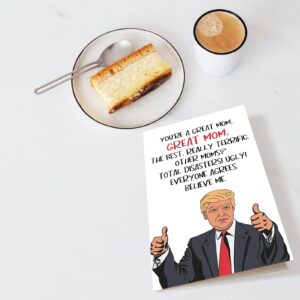 Chenive Funny Trump Mothers Day Card, Mother's Day Card from Husband Son Daughter, Donald Trump Birthday Greeting Card for Mom, Great Mom