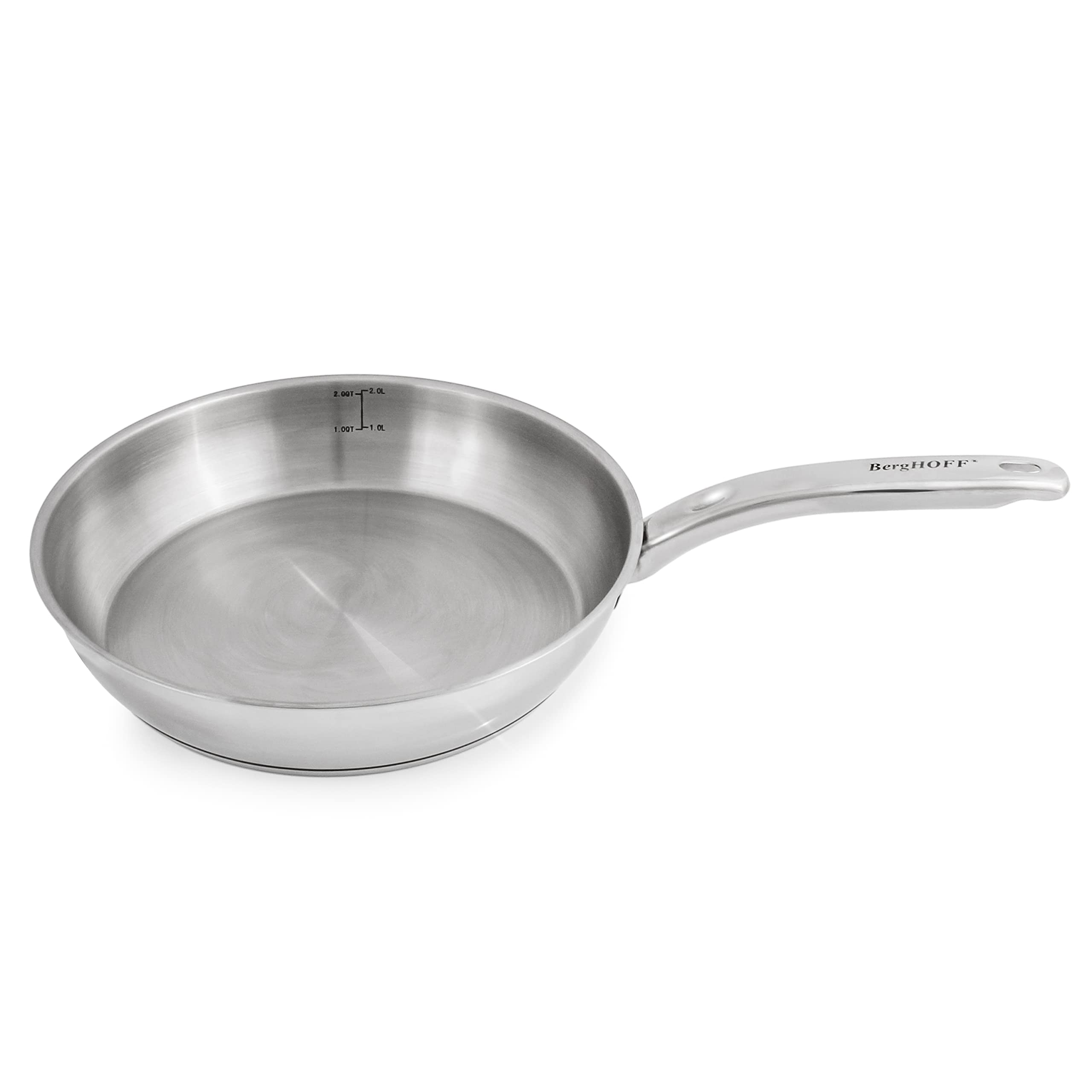 Berghoff Belly Shape 18/10 Stainless Steel 10.5Inches Skillet 2.5qt., Glass Lid, Fast, Evenly Heat, Induction Cooktop Ready