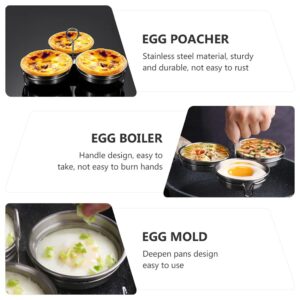 Angoily Poached Egg Holder 2pcs Egg Poacher Tray Stainless Steel Nonstick Egg Poacher Replacement Cup Egg Pan with Oil Brush for Home Kitchen Random Color Metal Egg Poacher Cups