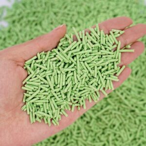 Edible Cat Litter Water Soluble Cat Litter - Tofu Cat Litter，Low Dust Litter, 100% Edible Soybean and Corn Materials，2mm Diameter ，Fast Agglomeration - 5 Lb (Green Tea)