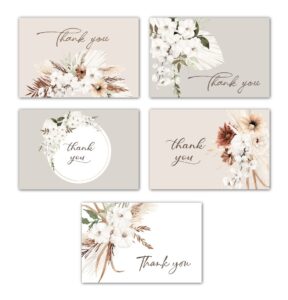 gooji 4x6 boho floral thank you cards with envelopes bulk 20-pack matching envelopes assorted watercolor birthday party, baby shower, bridal, weddings, blank notes business stationary