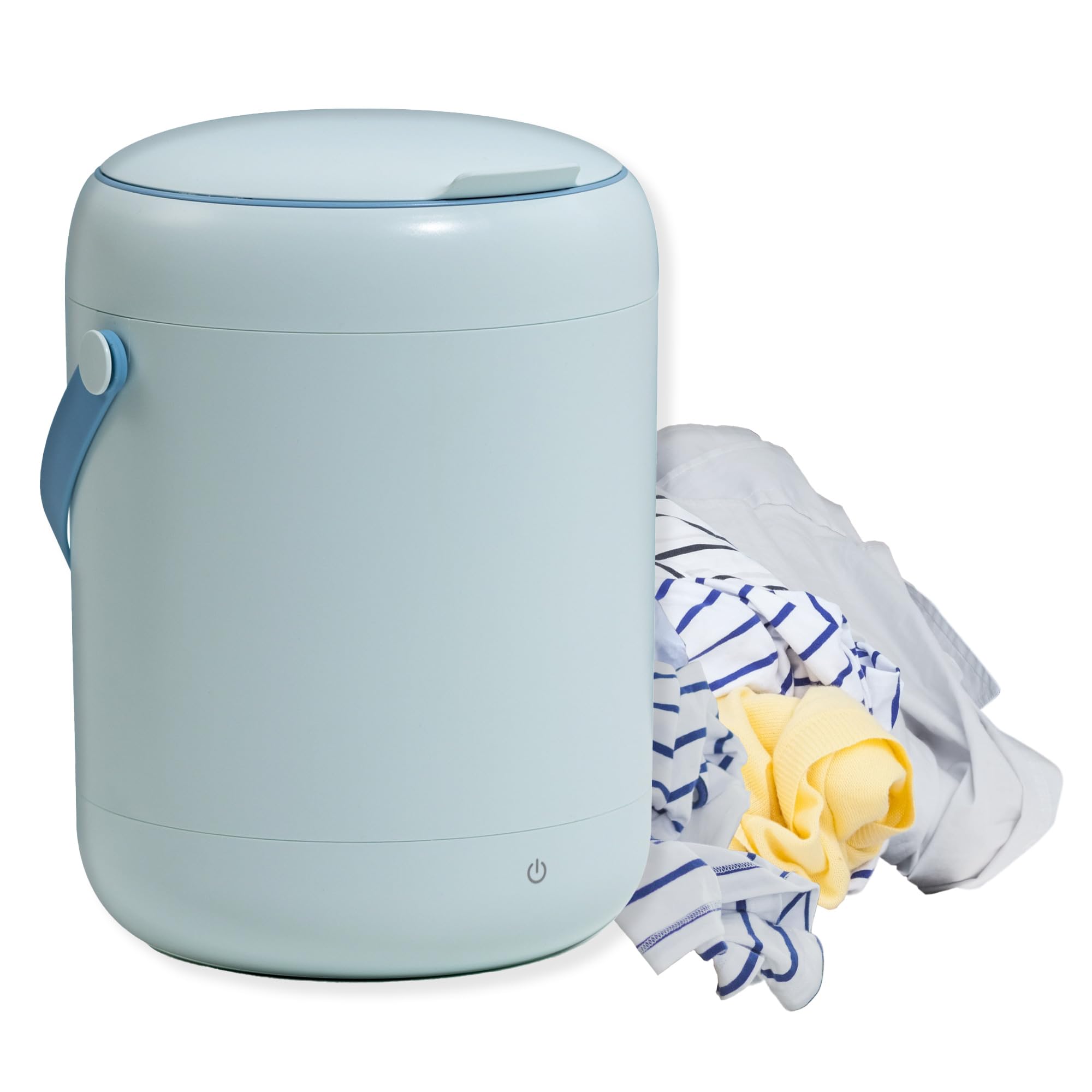 Portable Laundry Washing Machine - Great for Travel, Camping, and RVs - Mini Compact Washer for Delicate Fabrics and Small Loads - Includes Strainer and Handle (Blue)