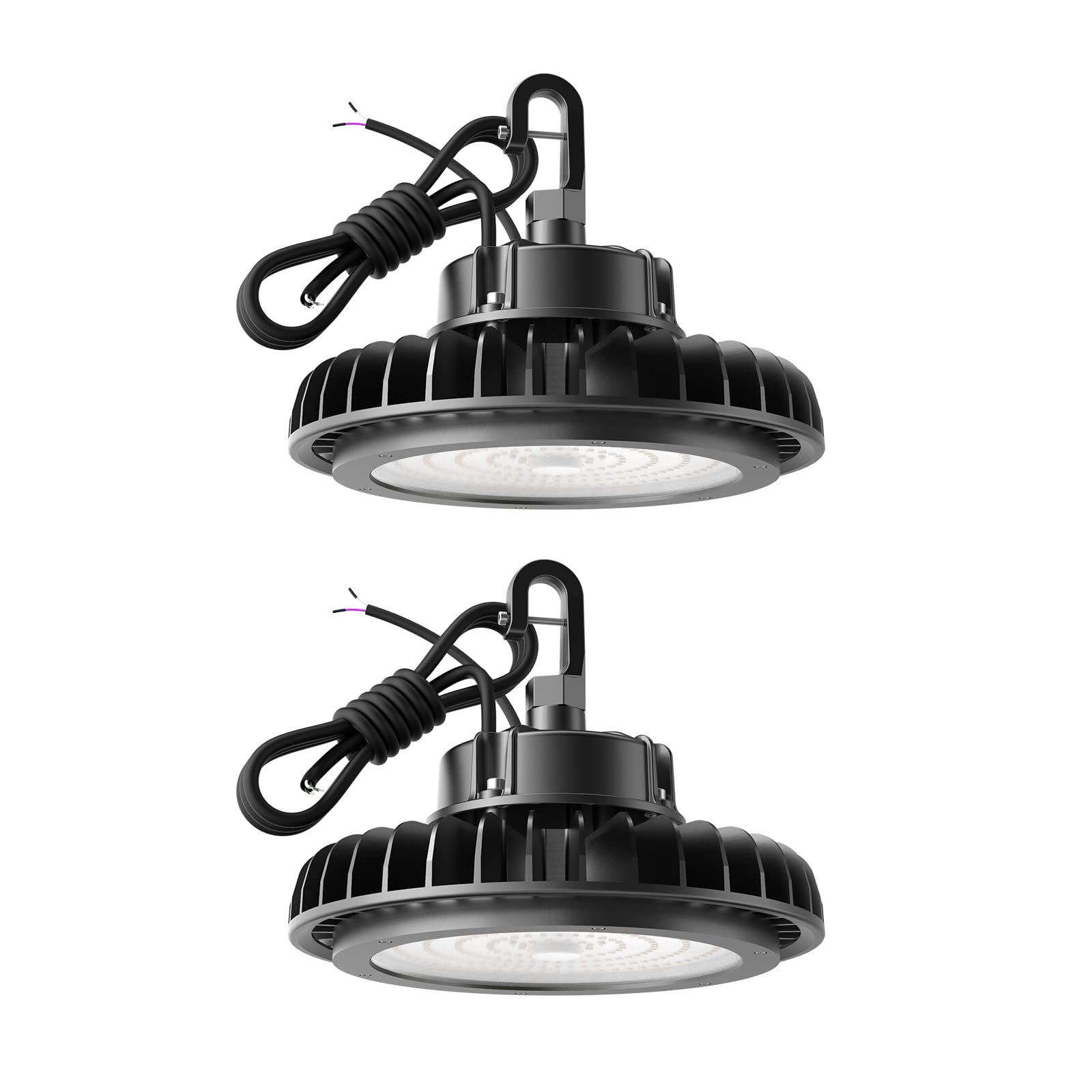 UFO LED High Bay Light 200W LED Warehouse Lights IP65 for Wet Location LED Commercial Area Lighting Fixture for Gym Factory Warehouse ETL Certified 5' Cable 5000K 1-10V Dimmable 28000LM Black 2Pack