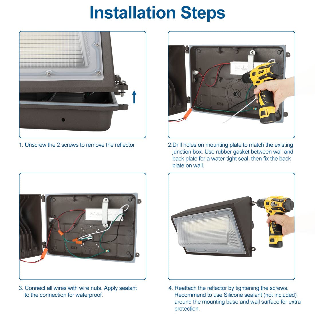 DAKASON (2 Pack) LED Wall Pack 120W with Dusk-to-Dawn Photocell, Replaces 400W HPS/MH, 5000K 15600lm 100-277Vac, Commercial Grade IP65 Waterproof Outdoor Lighting Fixture for Garage, ETL Listed