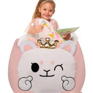 Cute Stuffed Animal Storage for Girls Room Decorations, Bean Bag Chair Kids, Gifts for Girls, Toddler Chairs, Large Size 22x24 Inch Velvet Extra Soft, Cover ONLY