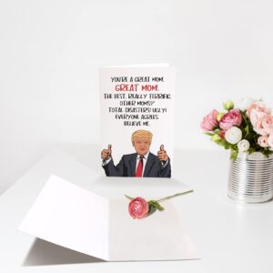 Chenive Funny Trump Mothers Day Card, Mother's Day Card from Husband Son Daughter, Donald Trump Birthday Greeting Card for Mom, Great Mom