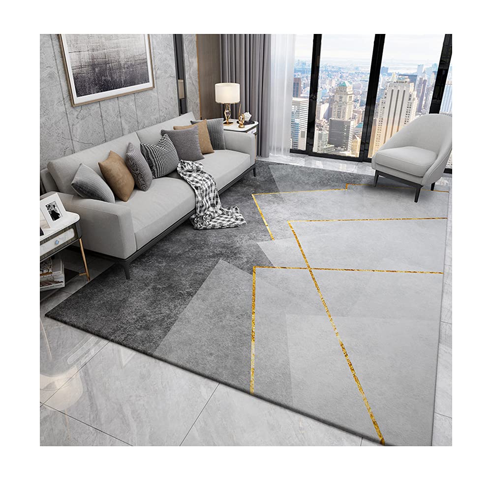 SHNOSU Modern Abstract Geometric Area Rug 8' x 10', Non-Shedding Grey Floor Carpet for Living Room,Bedroom,Dining Room