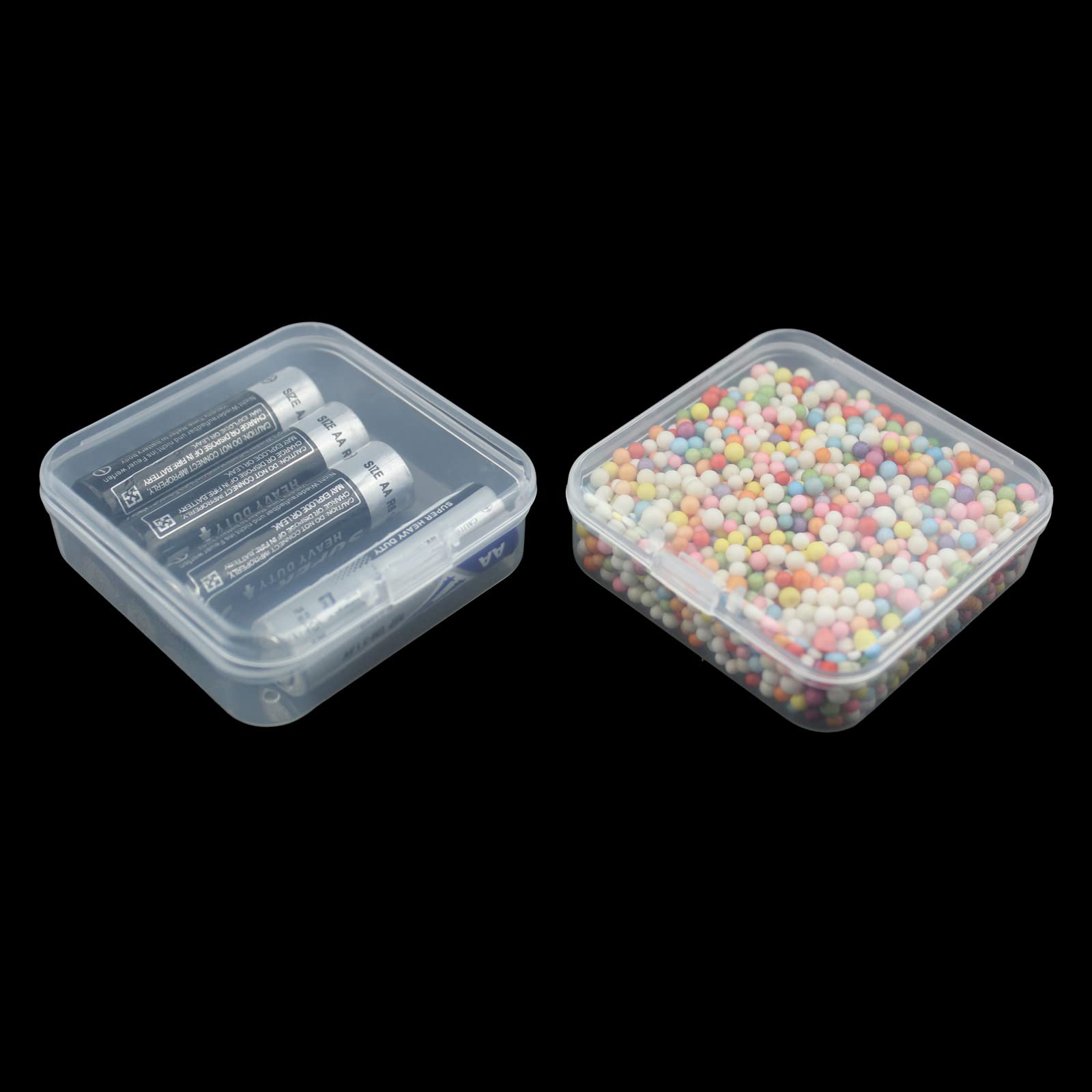 LJY 32 Pieces Square Mini Clear Plastic Storage Containers Box Case with Lids for Small Items and Other Craft Projects (2.5 x 2.5 x 0.8 inch, Transparent)