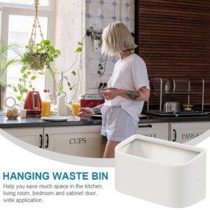 Angoily Hanging Dustbin Kitchen Hanging Trash Can Wall Mount Waste Bins Hanging Cabinet Trash Can Home Wall Office Car Hanging Waste Container (White) Kitchen Trash Basket