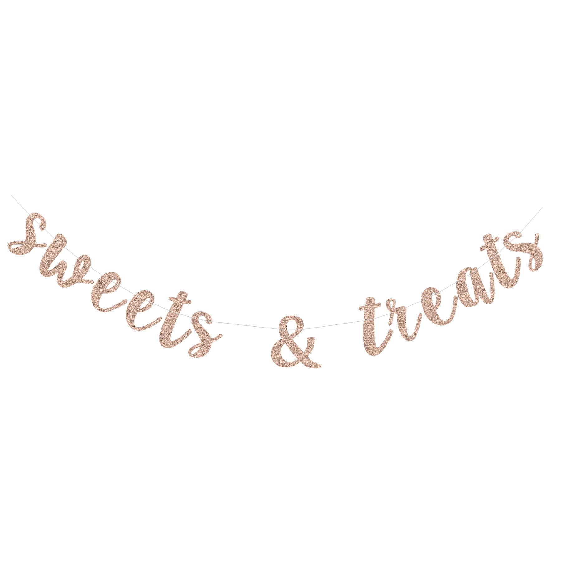 Sweets & Treats Banner for Engagement Bridal Shower Wedding Birthday Party Decorations Paper Sign - Rose Gold